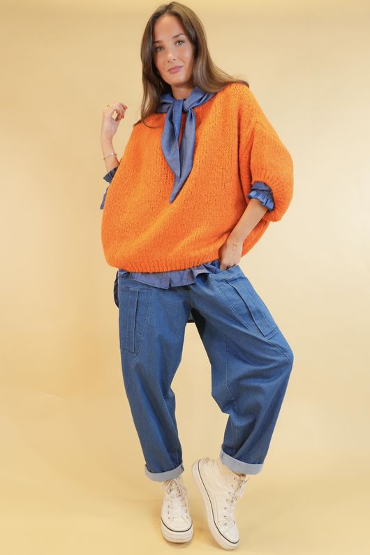  Big Softie Cap Sleeve Knit Top Aperol /5